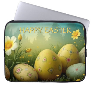 Spring Magic with Easter Eggs in a Sea of Flowers Laptop Sleeve