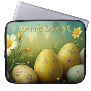 Spring Magic with Easter Eggs in a Sea of Flowers Laptop Sleeve