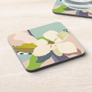 Spring Magnolia Color Blocks Florist Coaster