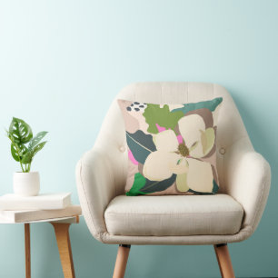 Spring Magnolia Color Blocks Florist  Cushion
