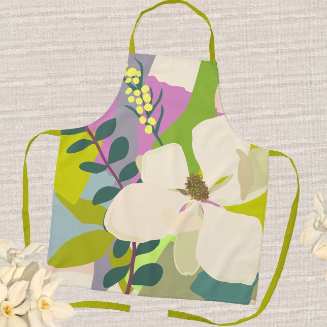 Spring Magnolia Colour Blocks Florist  Apron (Creator Uploaded)