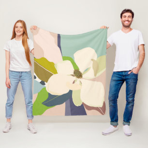 Spring Magnolia Colour Blocks Florist Fleece Blanket