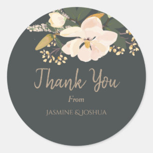 Spring Magnolia Flower Bouquet Classic Round Sticker