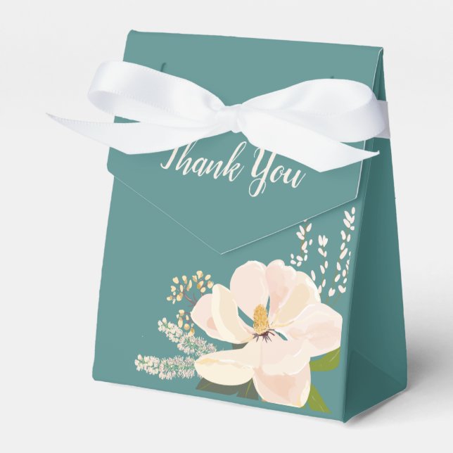 Spring Magnolia Flower Bouquet  thank you Favour Box (Front Side)