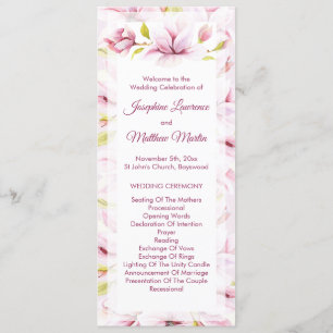 Spring Magnolias Floral Wedding Ceremony Programme