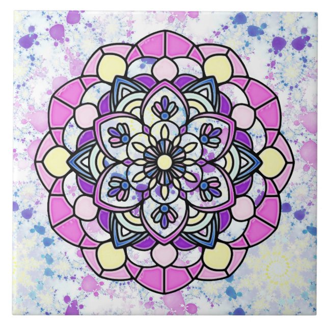 Spring Mandala A Ceramic Tile (Front)