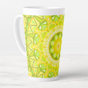 Spring Mandala Floral Green Yellow Boho Coffee Latte Mug