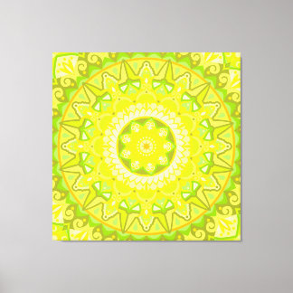 Spring Mandala Green Yellow Boho Floral Canvas Print