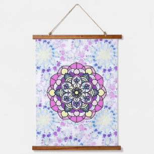 Spring Mandala Wood Topped Wall Tapestry