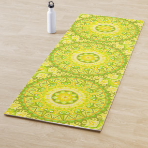 Spring Mandala Yoga Green Yellow Floral Fitness Mat