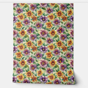 Spring mauve yellow pastel purple violets wallpaper