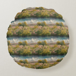 Spring Meadow 3D Pastel Palette Round Cushion