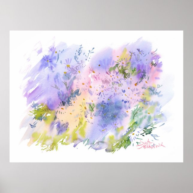 Spring Meadow — Abstract Floral Watercolor Poster (Front)