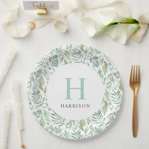 Spring Meadow Family Monogram Paper Plate
