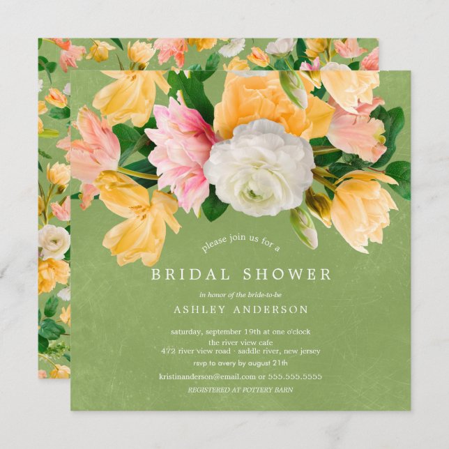 Spring Meadow Floral Bridal Shower Invitation (Front/Back)