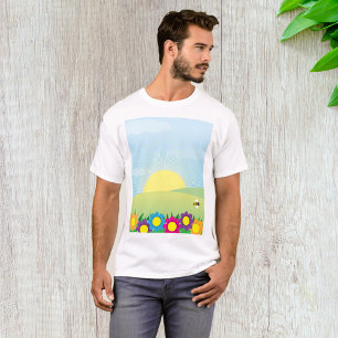 Spring Meadow Sunburst with Colourful Flowers T-Shirt