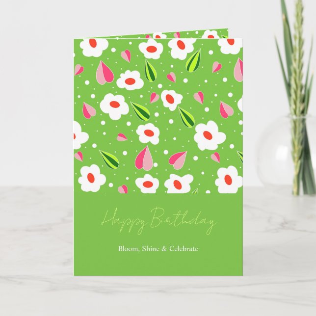 Spring Meadow Whimsy Birthday Card (Front)