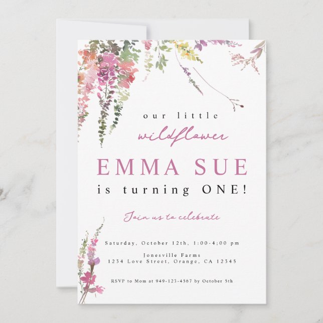 Spring Meadow Wildflower Birthday Invitation (Front)