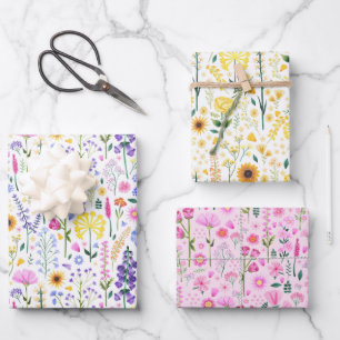 Spring Meadow Wildflower Wrapping Paper Sheet