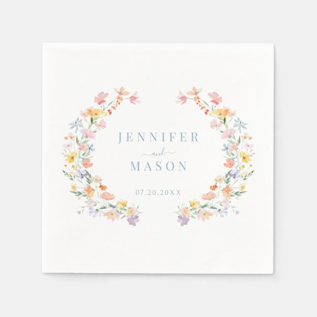 Spring Meadow Wildflowers Garden Wedding Napkin (Front)