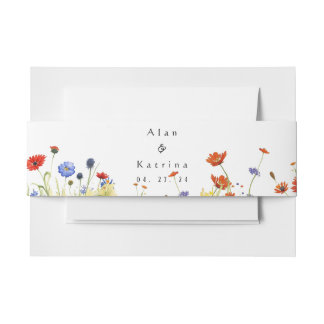 Spring Meadow Wildflowers Invitation Belly Band