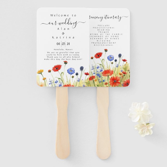 Spring Meadow Wildflowers Set of Fans (Front and Back)