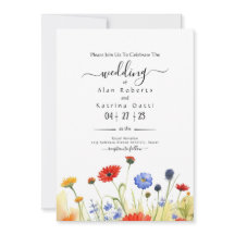 Spring Meadow Wildflowers Wedding Invitation