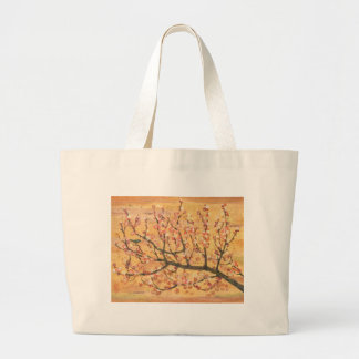 Spring Melody: Plum Blossom & Bush Warbler Large Tote Bag