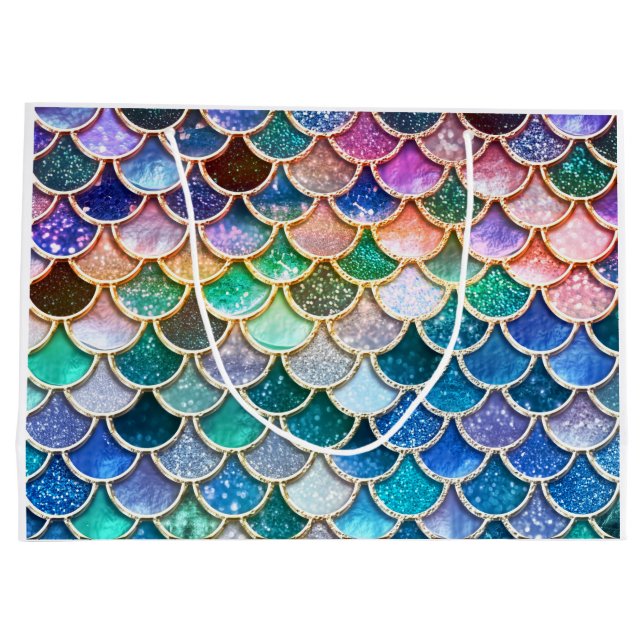 Spring Mermaid Glitter Scales- Mermaidscales Large Gift Bag (Back)