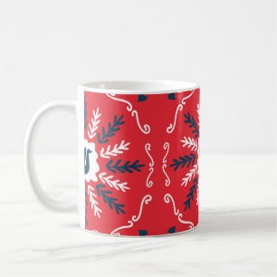 Spring, Merry Christmas folk doodle art square til Coffee Mug
