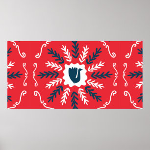 Spring, Merry Christmas folk doodle art square til Poster