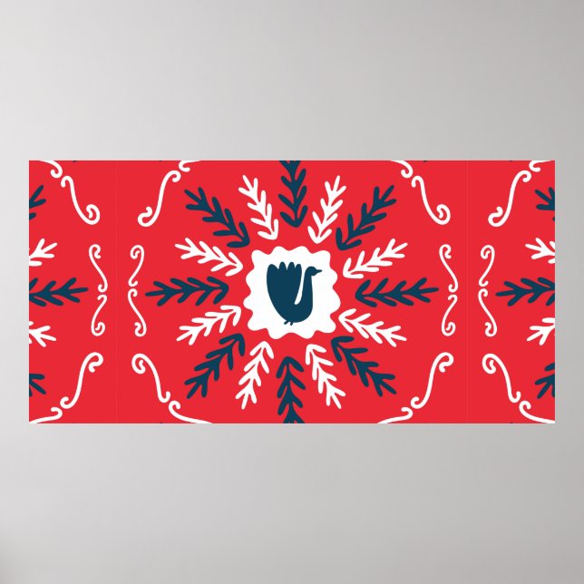 Spring, Merry Christmas folk doodle art square til Poster (Front)