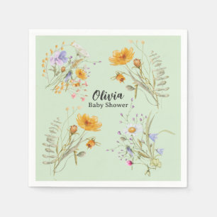 Spring mint wildflower floral Baby Shower Napkin