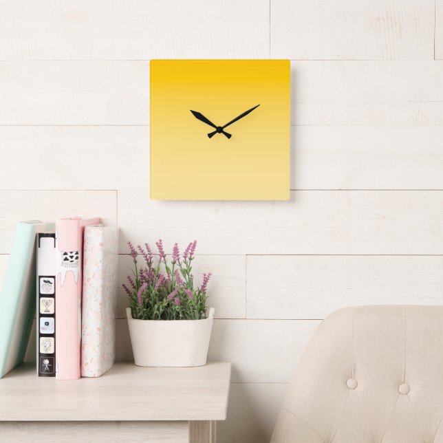 SPRING MOOD – Pastel Yellow | light to deep |  Square Wall Clock (Reading Room)