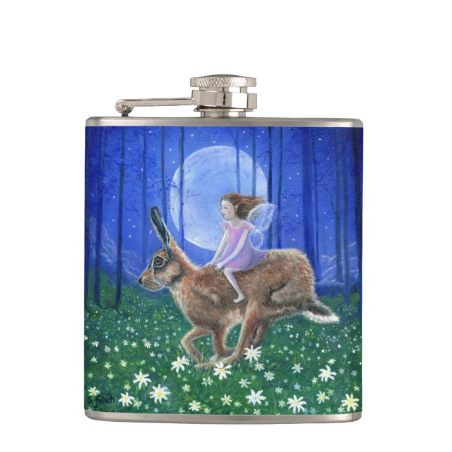 Spring Moon Hare Fairy Hip Flask (Front)