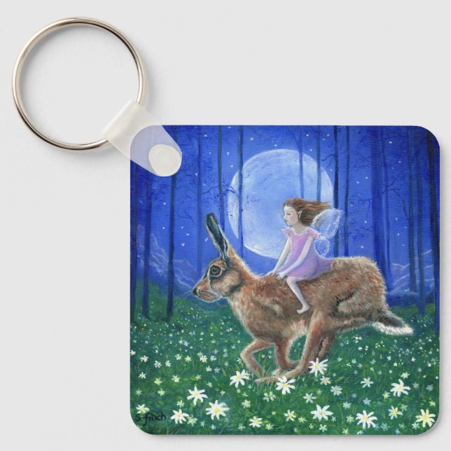 Spring Moon Hare Fairy Key Ring (Front)