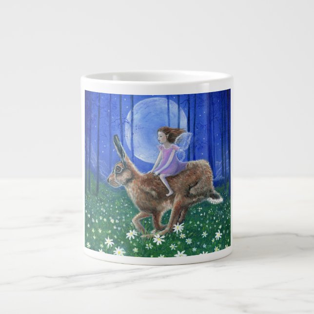 Spring Moon Hare Fairy Large Coffee Mug (Front)