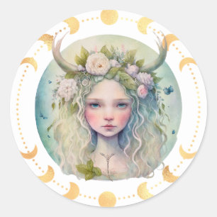 Spring Moon Phase Classic Round Sticker