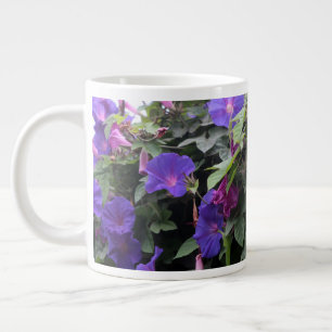 Spring Morning Glories in Blue Large Coffee Mug