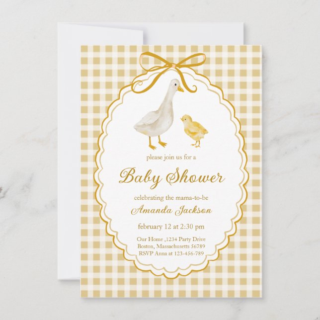 Spring Mother Goose and Gosling Baby Shower  Invitation (Front)