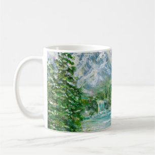 Spring mountain landscape. Original acrylic hand p Coffee Mug