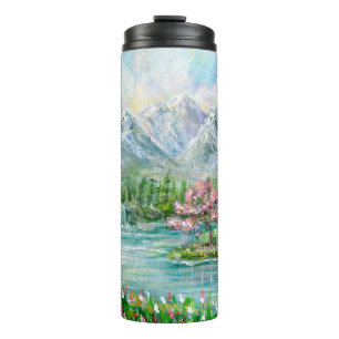 Spring mountain landscape. Original acrylic hand p Thermal Tumbler