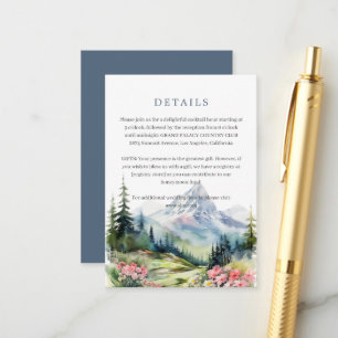 Spring Mountains Floral Wedding Details Enclosure  Card