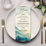 Spring Mountains Floral Wedding Menu<br><div class="desc">Infuse your wedding dinner with the vibrant beauty of spring with the Spring Mountains Floral Wedding Menu. Crafted on high-quality card stock, this menu features a lush floral design against a tranquil mountain landscape, setting a refreshing tone for your meal. The menu details, presented in a clear, modern typeface, add...</div>