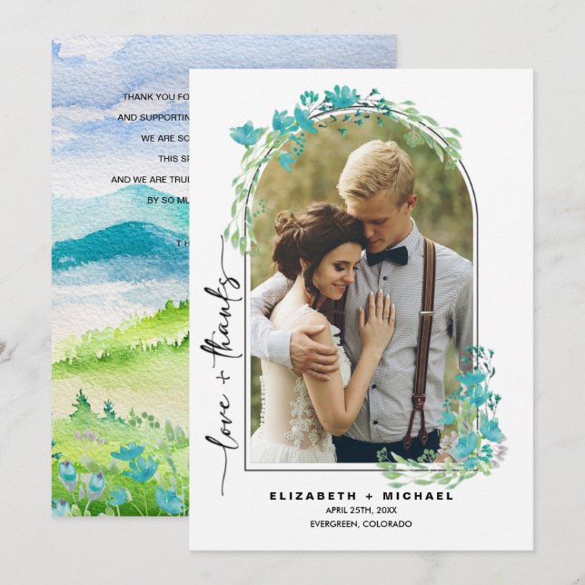 Spring Mountains Wedding Thank You Photo Card (Front/Back)