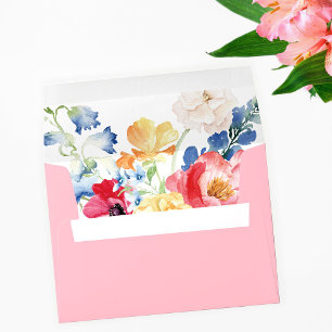 Spring Multi Colour Florals - Pink Envelope