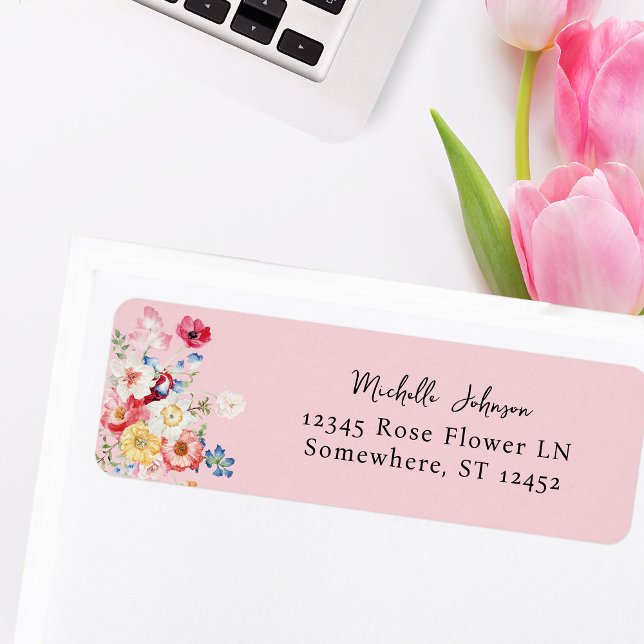 Spring Multi Colour Florals Pink Return Address (Creator Uploaded)