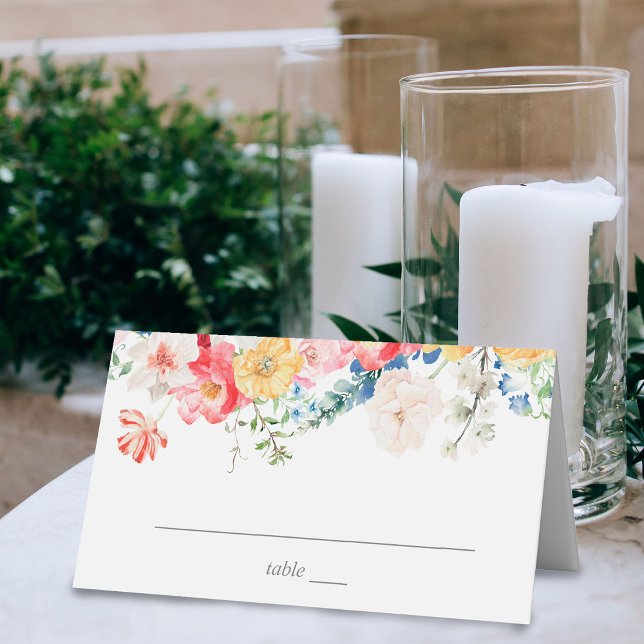 Spring Multi Colour Florals Place Card (Creator Uploaded)