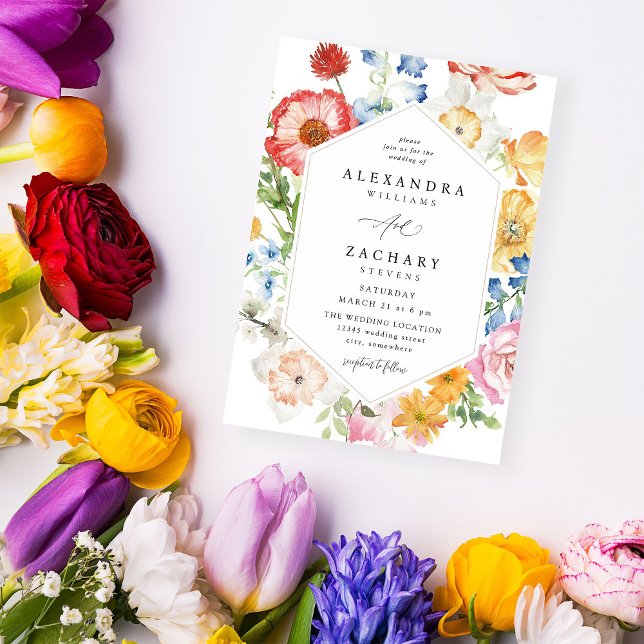Spring Multi Colour Florals Wedding Invitation (Creator Uploaded)