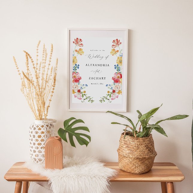 Spring Multi Colour Florals Wedding Welcome Sign (Creator Uploaded)